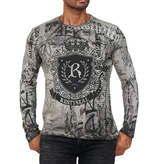Maglia a maniche lunghe tie-dye da uomo, Maglia a maniche lunghe urban, Pullover estivo, Maglia girocollo, R-10142, R-10142, Antracite