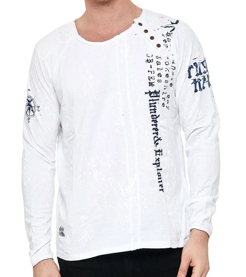 Chemise à manches longues pour homme avec inscription, chemise à manches longues en coton, pull d'été, chemise de loisirs R-10153 Blanc