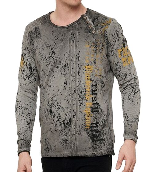 Camisa de manga larga para hombre con letras, camisa de algodón de manga larga, suéter de verano, camisa de ocio R-10153 gris