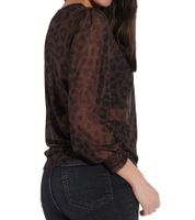 vestino Damen Pullover mit Leo-Print Langarm-Shirt Mesh-Pullover 900309 Braun