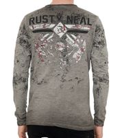 Maglietta a maniche lunghe da uomo con stampa combattente, maglietta a maniche lunghe in cotone, pullover estivo, maglietta per il tempo libero R-10150 Grigio