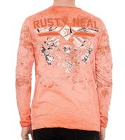 Maglietta a maniche lunghe da uomo con stampa da combattente, maglietta a maniche lunghe in cotone, pullover estivo, maglietta per il tempo libero R-10150 Arancione