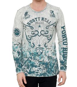 Camicia a maniche lunghe da uomo con stampa tribale all-over, camicia a maniche lunghe in cotone, pullover estivo, camicia per il tempo libero R-10152 grigio chiaro