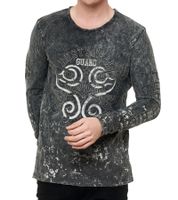 Camisa de manga larga para hombre con estampado tribal integral, camisa de manga larga de algodón, suéter de verano, camisa de ocio R-10152, gris oscuro
