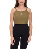 YOU DO YOU Damen Crop-Top geripptes Fitness-Top Baumwoll-Shirt Tanktop Yoga-Mode 905101 Khaki