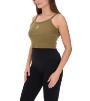 YOU DO YOU Damen Crop-Top geripptes Fitness-Top Baumwoll-Shirt Tanktop Yoga-Mode 905101 Khaki