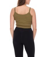YOU DO YOU Damen Crop-Top geripptes Fitness-Top Baumwoll-Shirt Tanktop Yoga-Mode 905101 Khaki