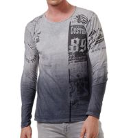 Herren Longsleeve mit Farbverlauf Baumwoll-Langarm-Shirt Sommer-Pullover Freizeit-Shirt R-10146 Grau