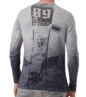 Herren Longsleeve mit Farbverlauf Baumwoll-Langarm-Shirt Sommer-Pullover Freizeit-Shirt R-10146 Grau