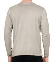 Camisa de hombre de manga larga con estampado de águila, cuello redondo, algodón R-10147 Beige