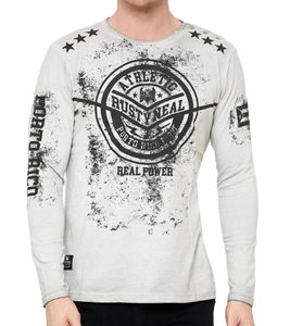 Herren Longsleeve im Vintage-Stil Langarm-Shirt Rundhals Baumwoll-Shirt R-10151 Hellgrau