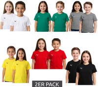 Confezione da 2 magliette sportive PUMA TeamGoal 23 per bambini e bambine, magliette in cotone con toppa con logo, T-shirt 656709 in verde, nero, grigio, giallo, rosso o bianco