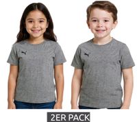 Confezione da 2 magliette sportive PUMA TeamGoal 23 per bambini e bambine, magliette in cotone con toppa con logo, T-shirt 656709 in verde, nero, grigio, giallo, rosso o bianco