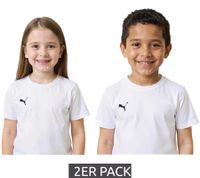 Confezione da 2 magliette sportive PUMA TeamGoal 23 per bambini e bambine, magliette in cotone con toppa con logo, T-shirt 656709 in verde, nero, grigio, giallo, rosso o bianco