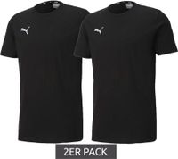 Lot de 2 maillots de sport PUMA TeamGoal 23 pour garçons et filles, en coton avec patch logo, T-shirt 656709 en vert, noir, gris, jaune, rouge ou blanc