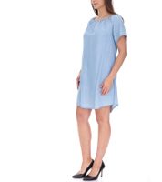 vestino Damen Tunika-Kleid lose fallende Form Mini-Kleid Kurzarm-Kleid 900568 Hellblau