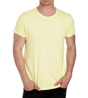 Herren T-Shirt Basic Baumwoll-Shirt verwaschenes Rundhals-Shirt Kurzarm R-15200 Neon Gelb