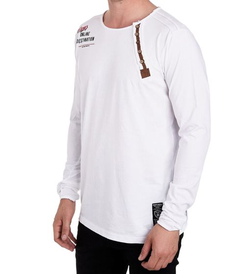 Chemise à manches longues pour homme avec imprimé petit lettrage, chemise à manches longues en coton, pull d'été, chemise de loisirs R-10120 Blanc