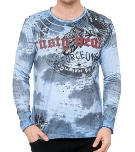 Herren Longsleeve mit Farbverlauf Baumwoll-Langarm-Shirt Sommer-Pullover Freizeit-Shirt R-10140 Blau Herren Longsleeve mit Farbverlauf Baumwoll-Langarm-Shirt Sommer-Pullover Freizeit-Shirt R-10140 Blau