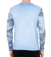 Camisa de manga larga para hombre con degradado de color, camisa de manga larga de algodón, suéter de verano, camisa de ocio R-10140 Azul