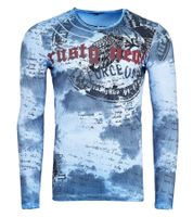 Camisa de manga larga para hombre con degradado de color, camisa de manga larga de algodón, suéter de verano, camisa de ocio R-10140 Azul