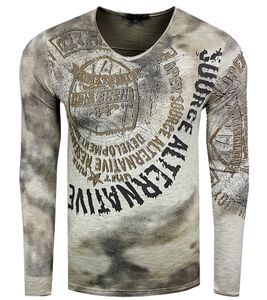 Camisa de manga larga para hombre con letras grandes y estampado, camisa de manga larga de algodón, suéter de verano, camisa de ocio R-10135 Caqui Camisa de manga larga para hombre con letras grandes y estampado, camisa de manga larga de algodón, suéter de verano, camisa de ocio R-10135 Caqui