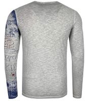 Chemise homme à manches longues style vintage Work in Progress en coton col rond R-10109 gris clair