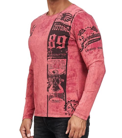 Herren Longsleeve gebatikt Baumwoll-Langarm-Shirt Sommer-Pullover Freizeit-Shirt R-10146 Rot