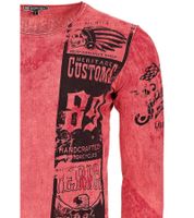 Chemise à manches longues en coton tie-dye pour homme, pull d'été, chemise de loisirs, rouge R-10146