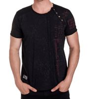 Herren T-Shirt mit Plunderer & Exploiter Print Baumwoll-Shirt Rundhals-Shirt R-15191 Schwarz