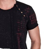 Herren T-Shirt mit Plunderer & Exploiter Print Baumwoll-Shirt Rundhals-Shirt R-15191 Schwarz