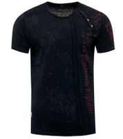 Herren T-Shirt mit Plunderer & Exploiter Print Baumwoll-Shirt Rundhals-Shirt R-15191 Schwarz