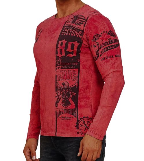 Herren Longsleeve gebatikt Baumwoll-Langarm-Shirt Sommer-Pullover Freizeit-Shirt R-10146 Modell 1 Rot 