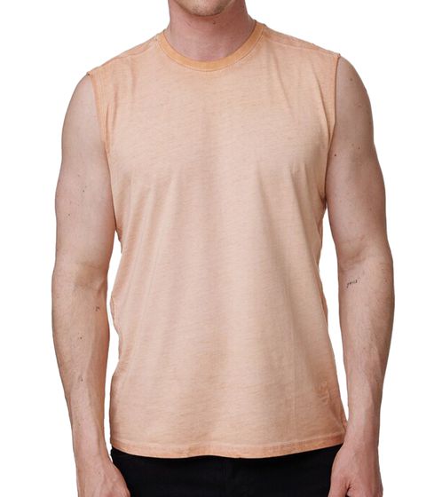 Herren Tank-Top Kurzarm-Shirt schlichtes Sommer Top Baumwoll-Shirt R-15286 Hell-Orange