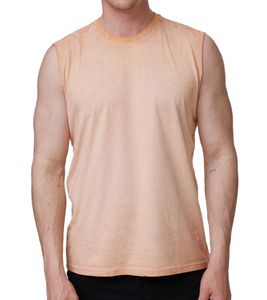 Camiseta de tirantes para hombre, de manga corta, sencilla, de verano, de algodón, R-15286, color naranja claro Camiseta de tirantes para hombre, de manga corta, sencilla, de verano, de algodón, R-15286, color naranja claro