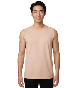 Débardeur homme manches courtes simple été coton R-15286 orange clair