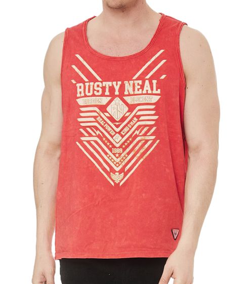 Herren Tank-Top im Vintage-Design ärmelloses Shirt mit Urban-Print Sommer-Top R-15247 Koralle