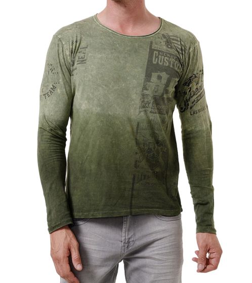 Herren Longsleeve mit Farbverlauf Baumwoll-Langarm-Shirt Sommer-Pullover Freizeit-Shirt R-10146 Khaki