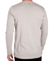 Herren Langarm-Shirt mit Schriftzug Sommer-Baumwoll-Longsleeve mit V-Ausschnitt Freizeit-Pullover R-10115 Beige