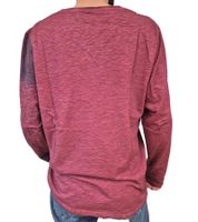 Men's Vintage-Style Long-Sleeve Work in Progress Long-Sleeve Crew-Neck Cotton Shirt R-10109 Bordeaux