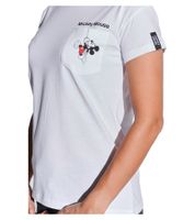 T-shirt femme Mickey Mouse avec poche poitrine, col rond, en coton, blanc, 900939