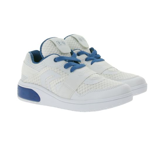B-WARE - GEOX RESPIRA Xled Kinder Alltags-Sneaker mit atmungsaktiver Sohle Freizeit-Schuhe für Jungen und Mädchen Factory Second J927QB-1454-C1ZJ4 Weiß/Blau