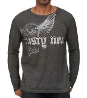Men's Long-Sleeved Shirt with Eagle Print, Summer Cotton Long-Sleeve Casual Sweater R-10143 Gray