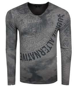 Herren Longsleeve mit großem Schriftzug und Print Baumwoll-Langarm-Shirt Sommer-Pullover Freizeit-Shirt R-10135 Grau Herren Longsleeve mit großem Schriftzug und Print Baumwoll-Langarm-Shirt Sommer-Pullover Freizeit-Shirt R-10135 Grau