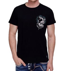 Men's T-Shirt, Cotton T-Shirt with Snake Print, Round Neck, Short Sleeve, R-15276 Black Men's T-Shirt, Cotton T-Shirt with Snake Print, Round Neck, Short Sleeve, R-15276 Black