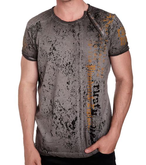 T-shirt da uomo con stampa "Plunderer & Exploiter", in cotone, girocollo, R-15191, grigio medio
