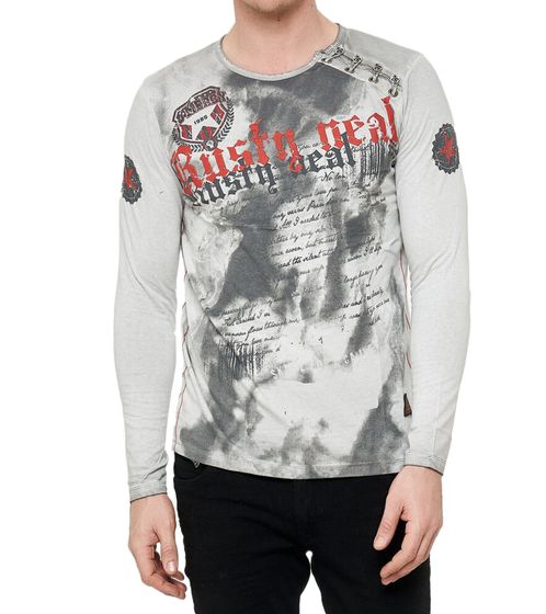 Camicia a maniche lunghe da uomo con grande scritta, camicia a maniche lunghe in cotone, maglione estivo, camicia per il tempo libero R-10155 grigio 