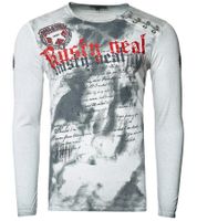 Men's Long Sleeve Shirt with Large Lettering, Cotton Long Sleeve Shirt, Summer Pullover, Casual Shirt R-10155 Gray