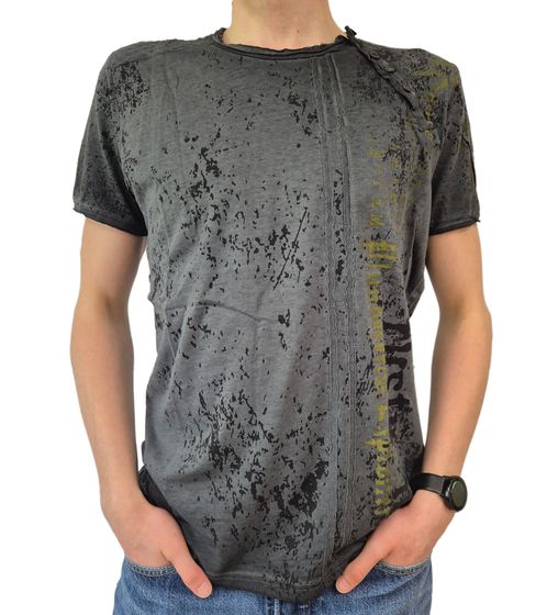 T-shirt da uomo con stampa "Plunderer & Exploiter", in cotone, girocollo, R-15191, grigio scuro