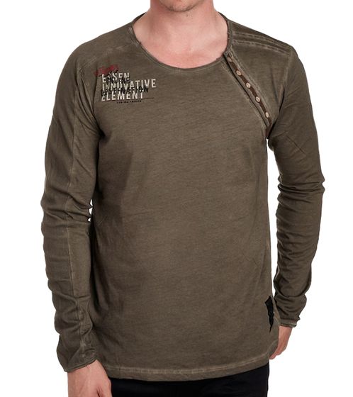 Camisa de manga larga para hombre con estampado de letras pequeñas, camisa de manga larga de algodón, suéter de verano, camisa de ocio R-10120 Caqui